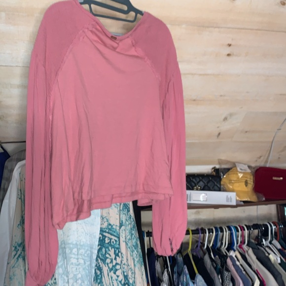 NWOT- Free People- Kathy LS Tee- Blush- Oversized Small - Picture 5 of 10